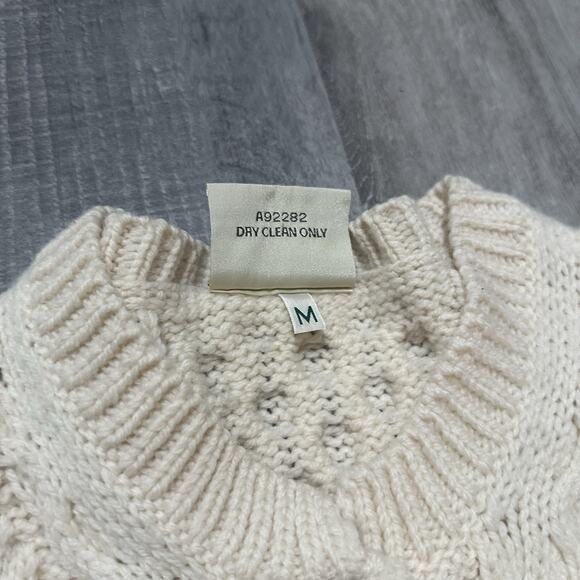 Kilronan Knitwear Ireland 100% Merino Wool Ivory Cable Knit Long Sweater Medium - Picture 5 of 9